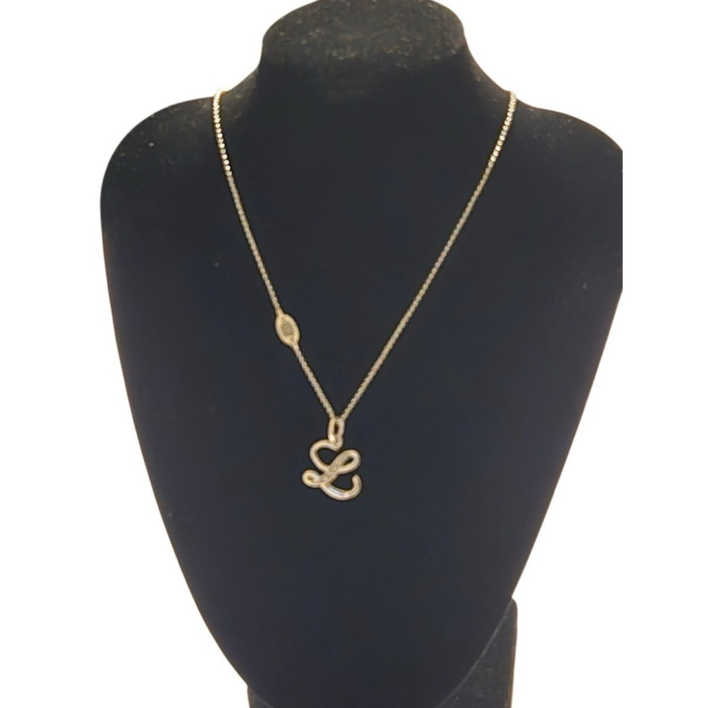 Juicy Couture Silver-tone Necklace with L Pendant Size 18”L chain